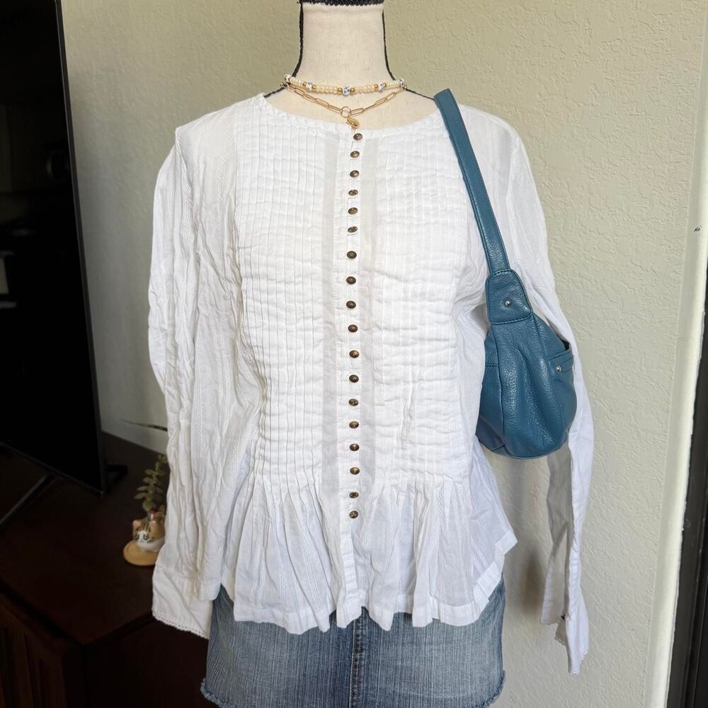 Anthropologie Women's White Blouse